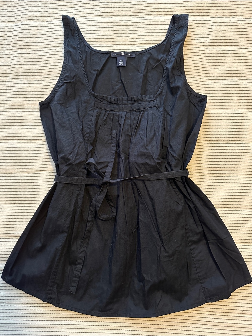 Navy Sleeveless Apron Tie-Waist Tunic Top